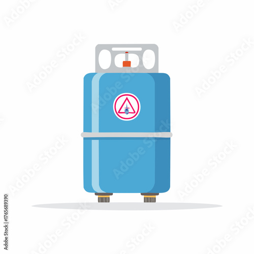 Cartoon illustration of a propane gas tank with a safety symbol.