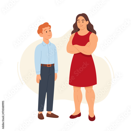 Modern flat illustration showcasing non-binary confidence and gender fluidity, Non-binary couple. Vector cartoon illustration of two handsome hugging people of indeterminate gender 