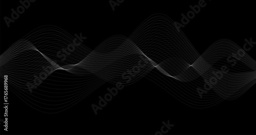 Particles Wave on Dark background with Black and white pattern