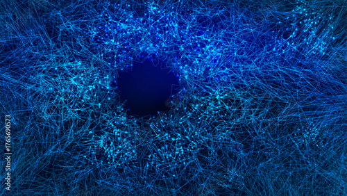 Abstract blue patterns create a mesmerizing illusion of depth and movement in digital artwork