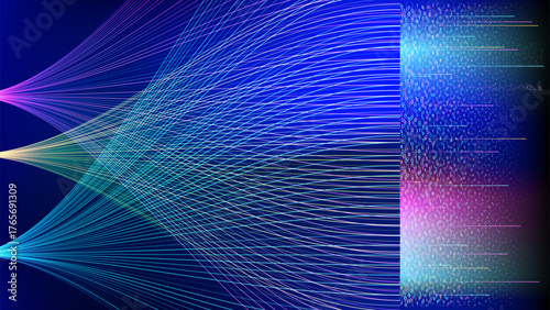 Colorful light patterns display flowing waves in a digital design environment