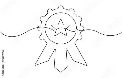 one continuous line art award badge.