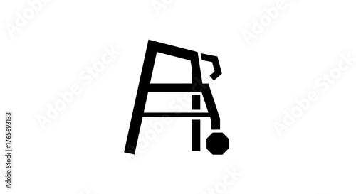 Black and white image of a walker simple and clean design.