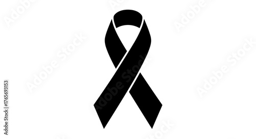Black Awareness Ribbon Symbolizing Mourning and Remembrance.