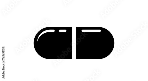 Black Capsule Icon on White Background.