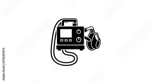 Black icon of an artificial lung ventilation machine.