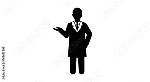 Doctor or scientist silhouette presenting professional medical or research figure.