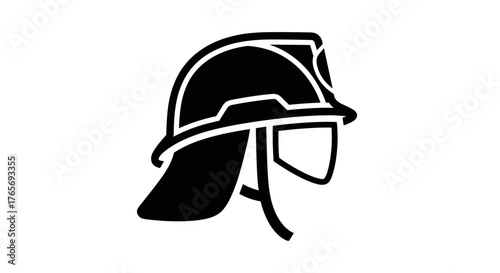Firefighter Helmet Icon Black Silhouette.