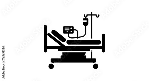 Hospital Bed Icon Depicting Medical Equipment and Care.