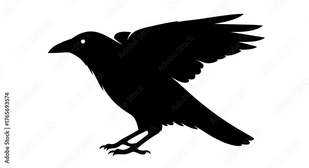Obraz premium Silhouette of a Crow in Flight.