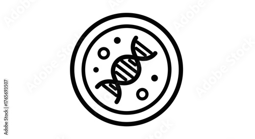 Monochrome icon representing genetics and biotechnology.