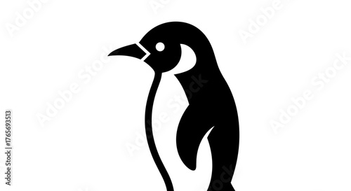 Penguin Silhouette A Striking Black and White Illustration.