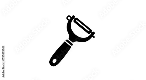 Vegetable peeler silhouette isolated on white background kitchen utensil.