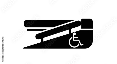 Wheelchair Accessible Ramp Signage for Public Buildings and Transportation.