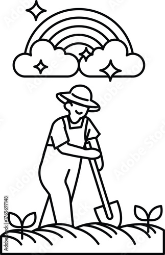 A man is digging a hole in the ground with a shovel