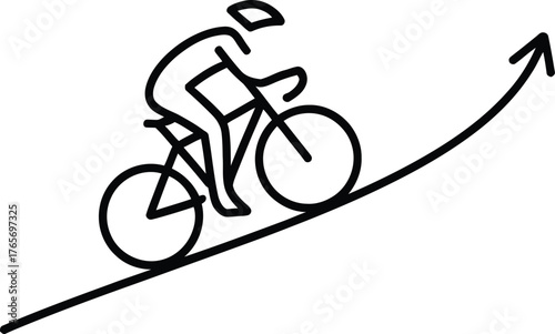 Cyclist Riding Upward Arrow Graph Icon bicycle bike