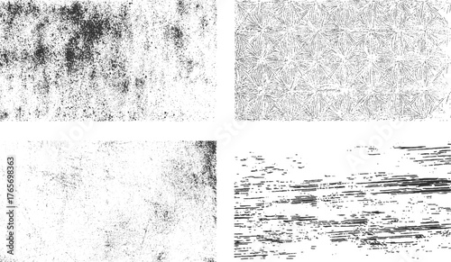 dirty grunge textures vector set with distressed rough surface and vintage worn design elements for background