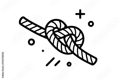 Detailed depiction of a securely fastened rope knot used for binding and security