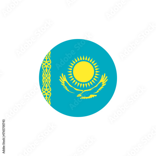 Round Kazakhstan flag emblem design element
