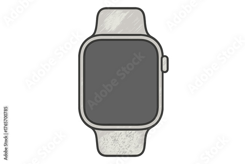 Minimalist gray smartwatch with blank dark screen and simple strap design
