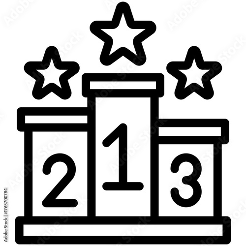 Podium of Achievement: A symbol of competition and victory, this podium showcases first, second, and third place, each spot representing hard-earned success, crowned with star.