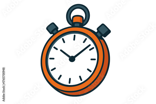 Classic orange and dark gray analog stopwatch used for time measurement speed and deadline management