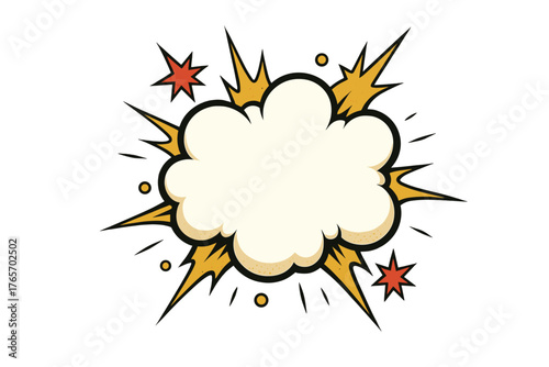 Retro pop art boom effect cloud with dynamic starburst and distressed texture