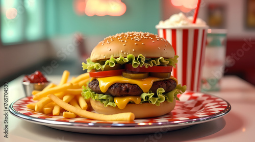 High-detail food scene with classic textures, colors, and retro diner mood in soft light.