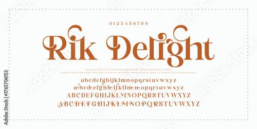 Elegant Font Uppercase Lowercase and Number. Classic Lettering Minimal Fashion Designs. Typography modern serif fonts regular decorative vintage concept. vector illustration