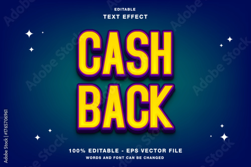 Cash back editable text effect template 3d style