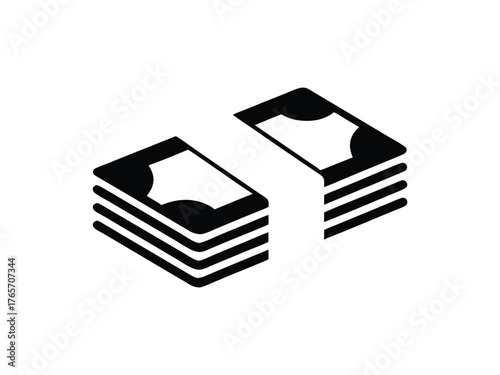Stacked Money Bills Icon With White Background cash currency