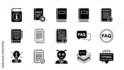 Documentation and Support Icons for Web, App, and Software Development