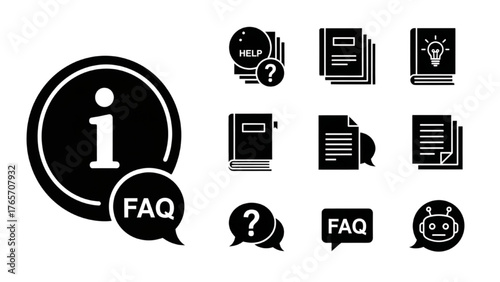 Informative FAQ Help Resources and Support Icons Collection