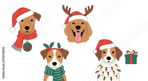Adorable Dogs Dressed in Festive Christmas Outfits and Accessories.