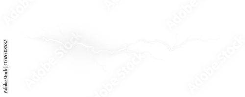 Magical storm lightning isolated for graphic design. Glowing electric lines flash dramatically, creating vivid neon energy and atmospheric effect. PNG