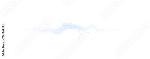 3D electric lightning isolated on black background. Neon arcs and sparks produce a magical storm energy effect in any illustration. PNG