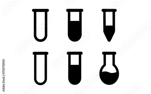 Silhouette collection of laboratory test tubes in minimalist style