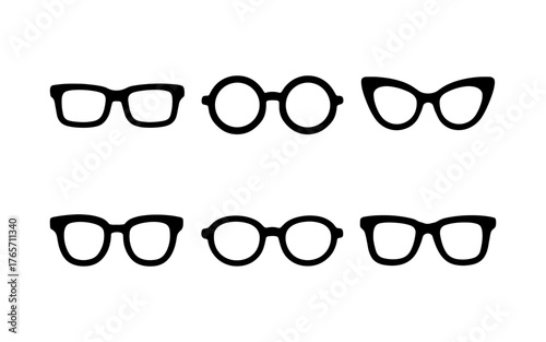 Minimalist silhouette collection of various eyeglass frames