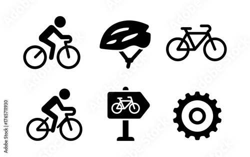 Cycling icons: simple silhouettes for bicycle enthusiasts