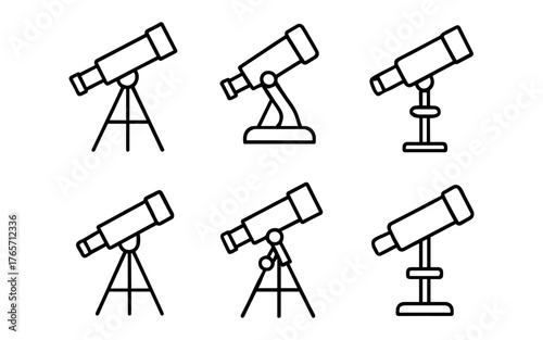 Telescope collection in modern linear style for astronomy enthusiasts