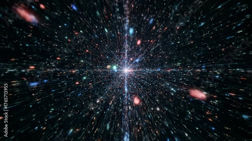 Flying Through Space With Light Streaks and Colorful Stars