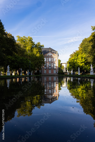 Electoral Palace, Trier, Germany, Autumn sunset ,reflection in the water
