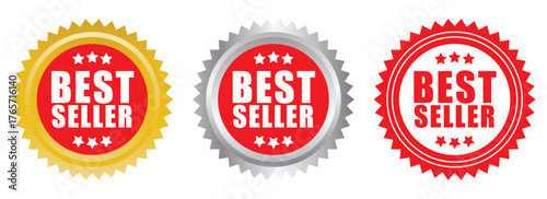 Best Seller Badge Vector Design for Premium Quality Product Label, Marketing Tag, and E-Commerce Promotion
