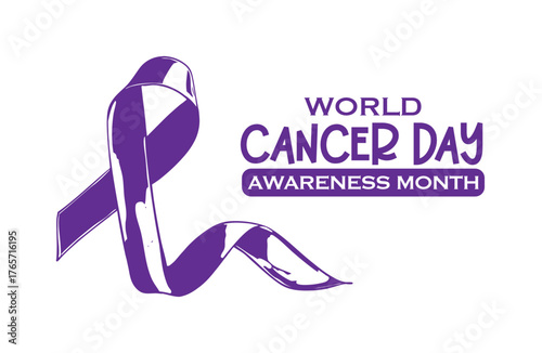 Purple Ribbon - World Cancer Awareness Poster