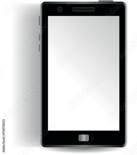 Realistic Black Mobile Phone with Blank Screen