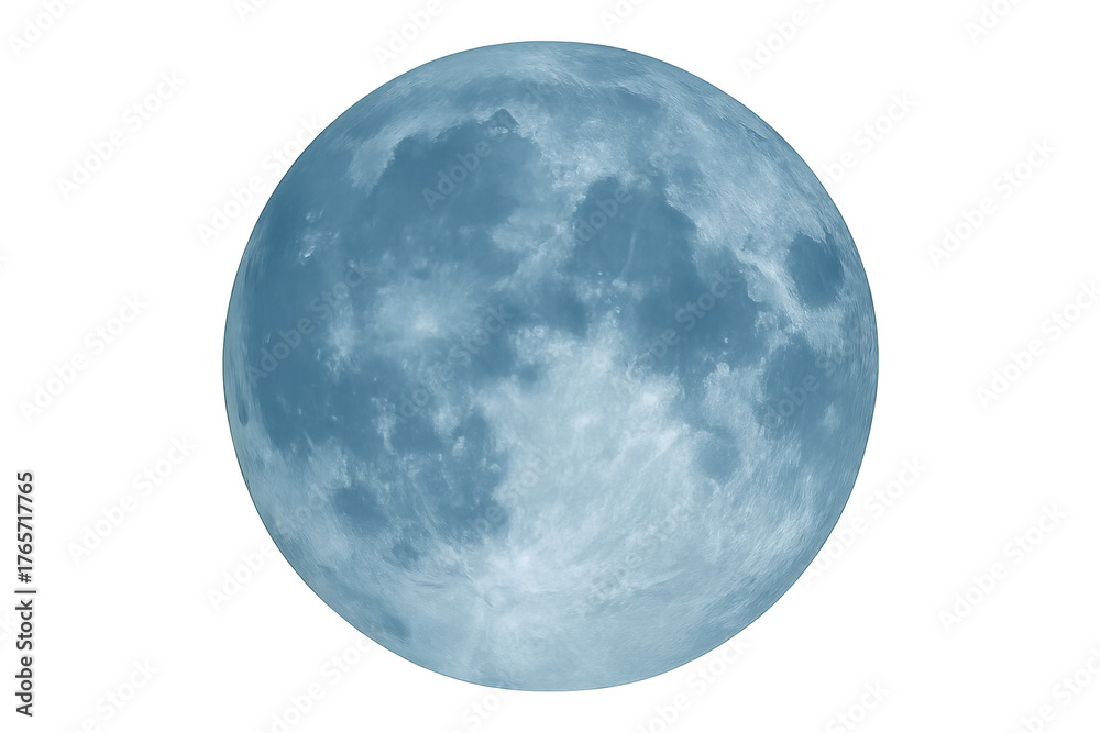 Obraz premium Blue full moon illuminating night sky, representing celestial beauty, mystery, and astronomy on transparent background