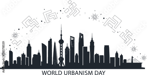 Vector art of city skyline for world urbanism day