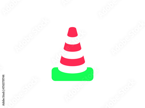 Traffic cone isolated on white background, a safety device used to redirect traffic and warn of hazards on the road