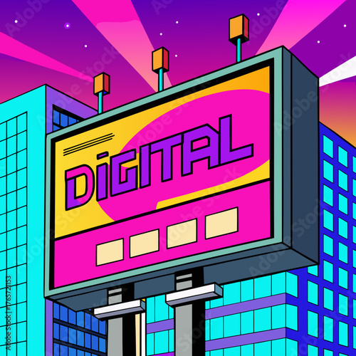 Digital Billboard Advertising in a Bright Urban City