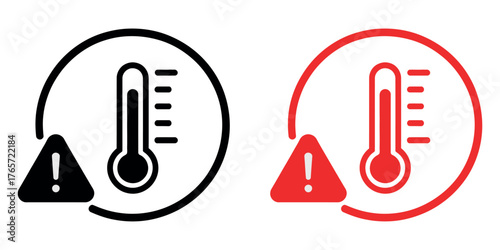 High Temperature Warning Icon Vector Illustration. Simple Protection Symbol for Heat, Danger, Overheating, and Safety Notices.